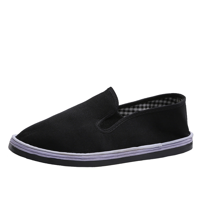 Old Beijing Cloth Shoes Men's Middle-Aged and Elderly Walking Leisure Work Spring and Summer Breathable Driving Comfortable Black Thin Shoes Slip-on