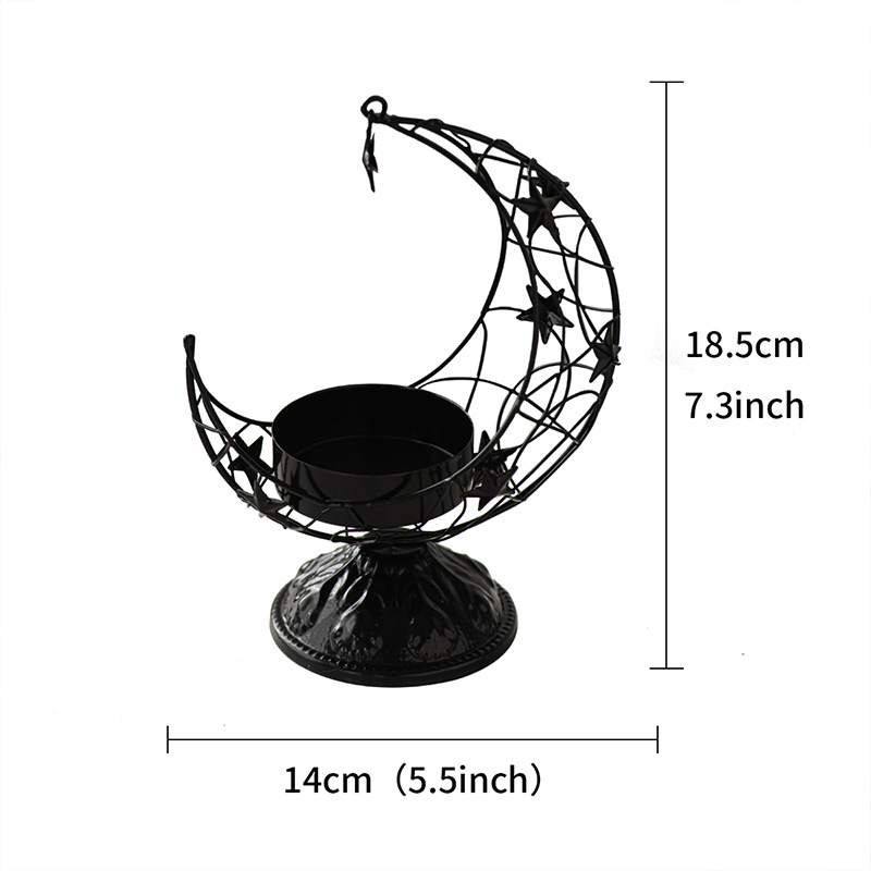 Light Luxury Metal Moon Candlestick Home Desktop Decoration Candle Cup Holiday Wedding Ceremony Home Decoration