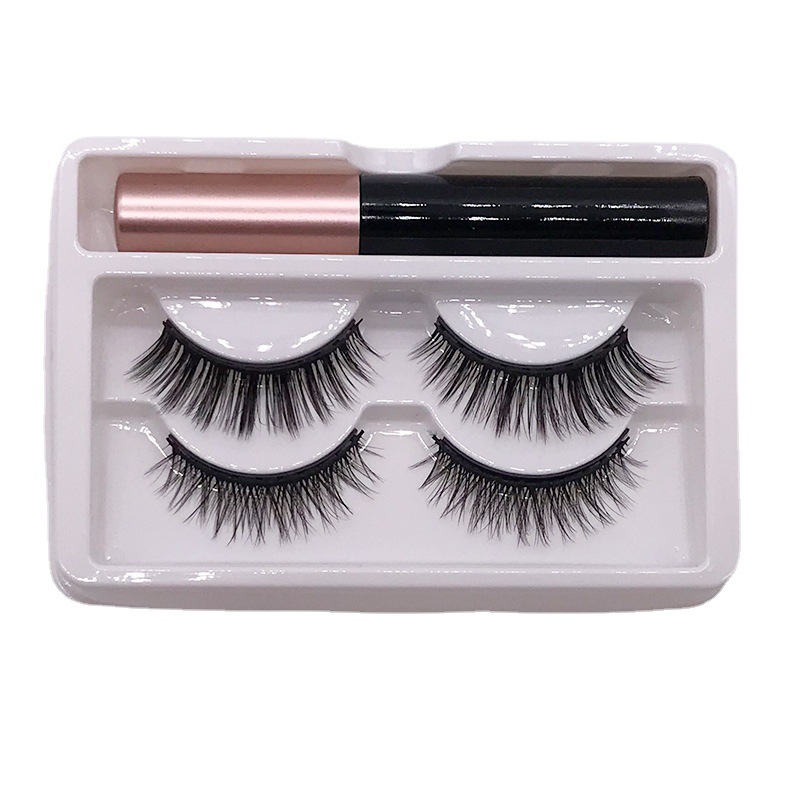 Cross-Border New Two Pairs Magnetic Liquid Eyeliner Package Ten Magnet Eyelash False Eyelashes Wholesale