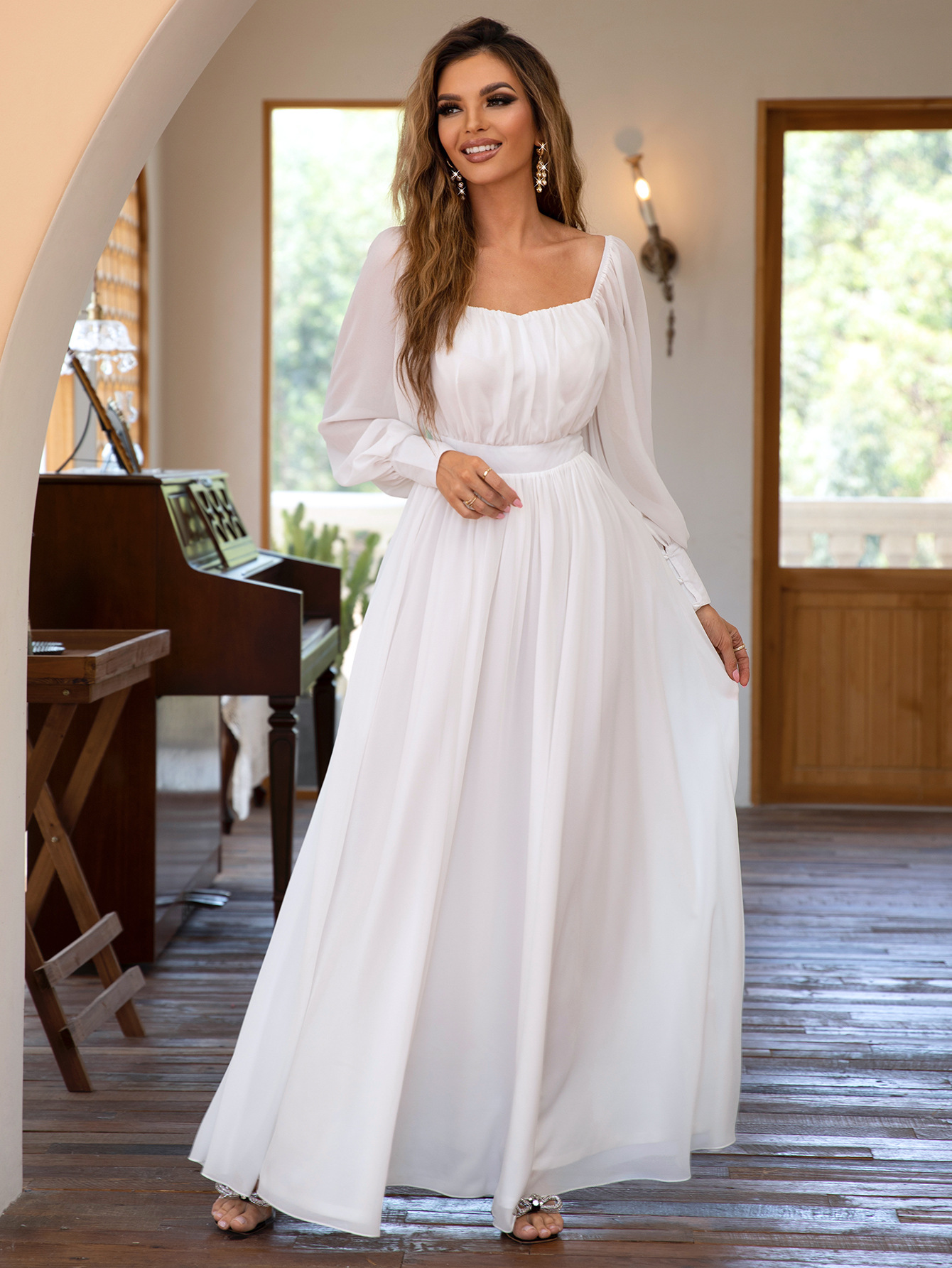 女士公主风优雅甜美华丽简洁可爱清新温柔晚礼服连衣长裙