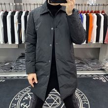 中长款棉服男士青年2023新款冬季韩版修身翻领外套时尚棉服风衣