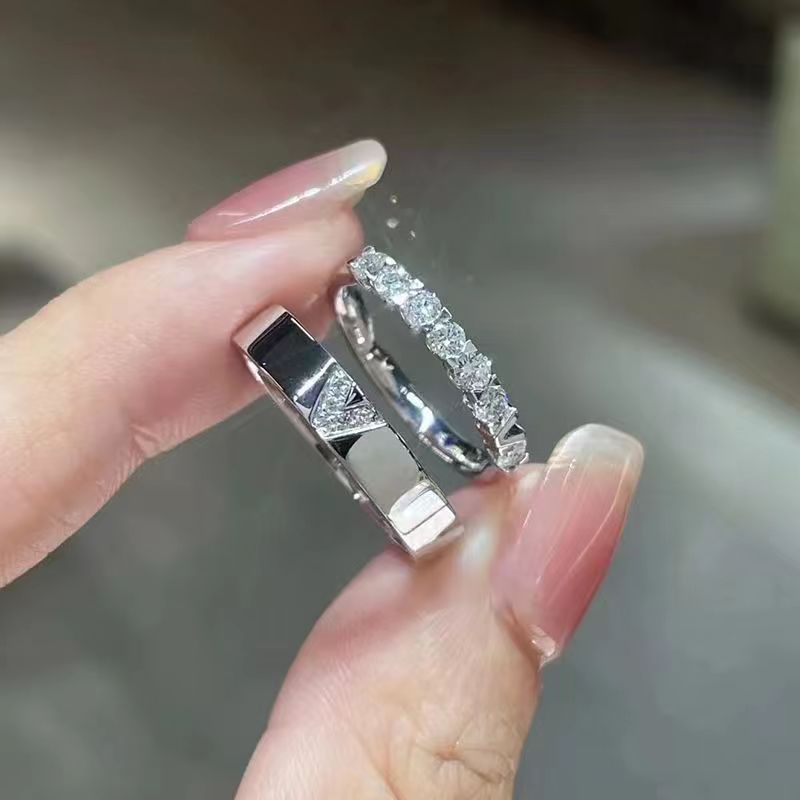 周家925银王微微联名同款排钻vera wang情侣戒指不掉色结婚对戒