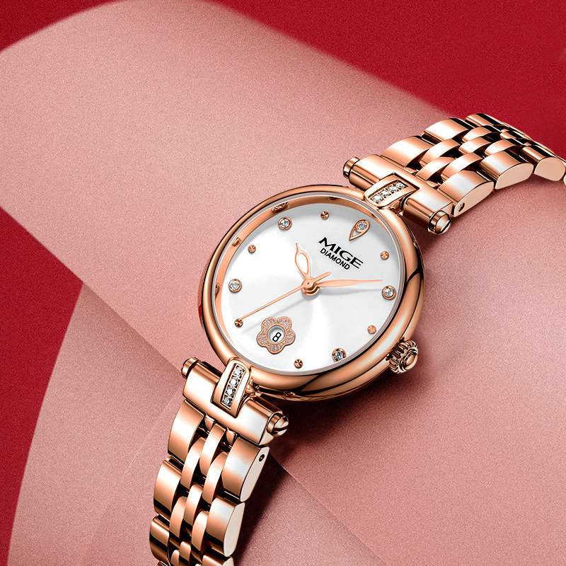 米格手表女精致小巧简约气质女士手表真钻防水石英腕表女名牌