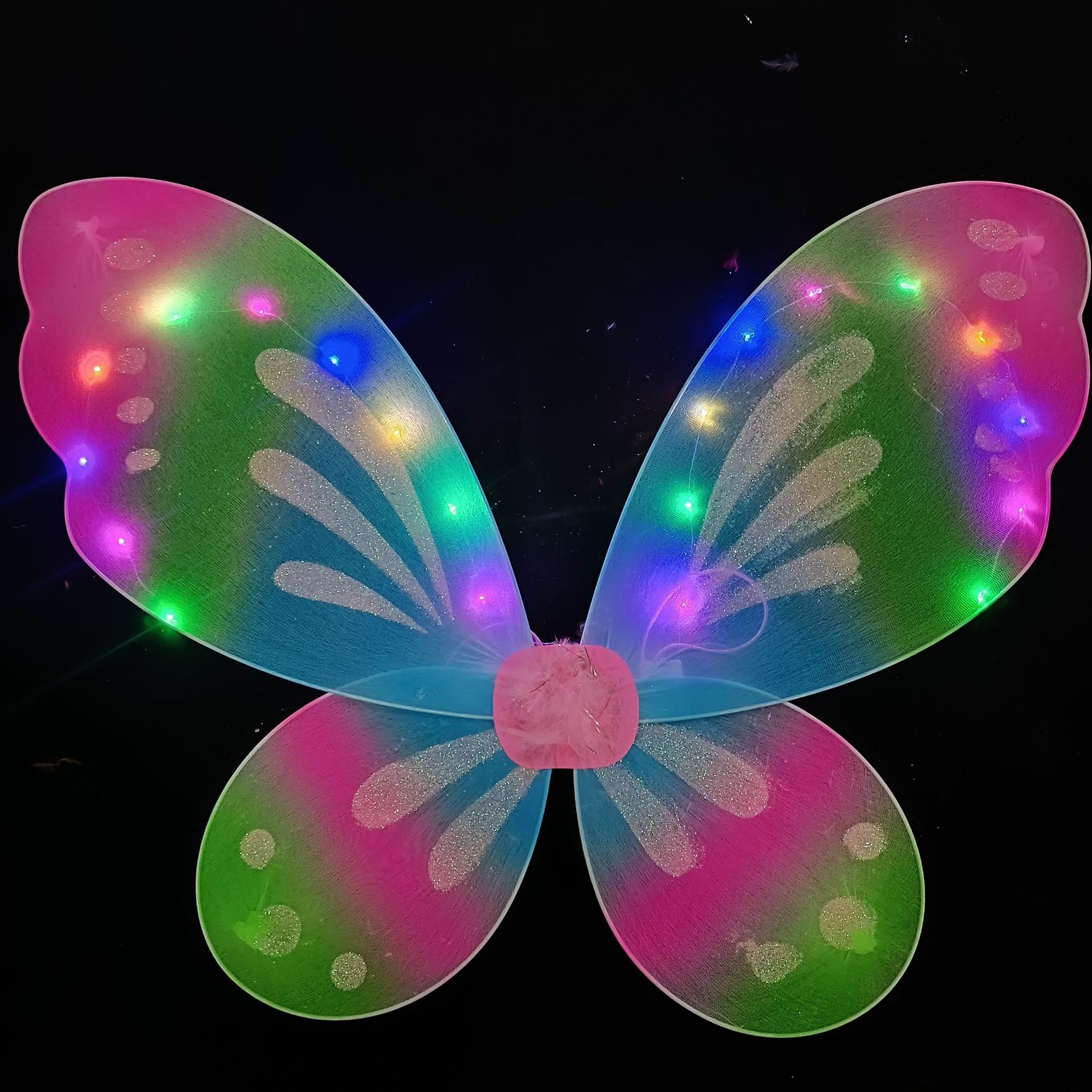 新款发光精灵六一儿童化妆过家家表演 七彩蝴蝶翅膀单层翅膀道具