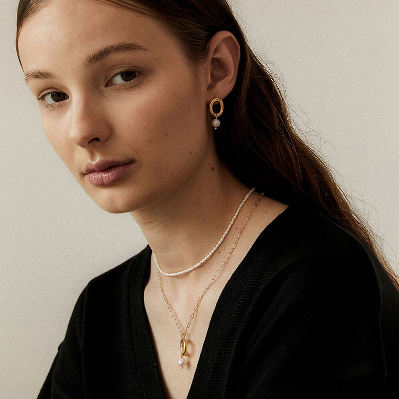 天然珍珠项链女小粒米形复古气质叠戴2021年新款时尚百搭锁骨链潮