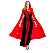 新款万圣节服装 夜店女王吸血鬼cosplay服 红黑色含披风小红帽服
