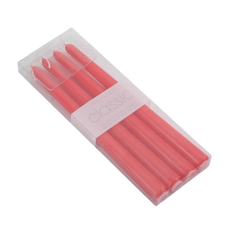 Household Smoke-Free European-Style Long Brush Holder Candle Wholesale Power Failure Emergency Lighting Red and White Candle Ins Candle Dinner Arrangement