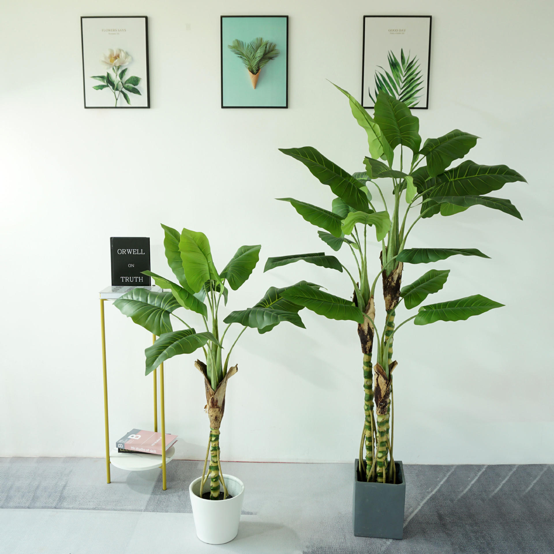 仿真喜林芋春羽仙芋植物盆栽家居室内落地造景软装装饰摆件假绿植