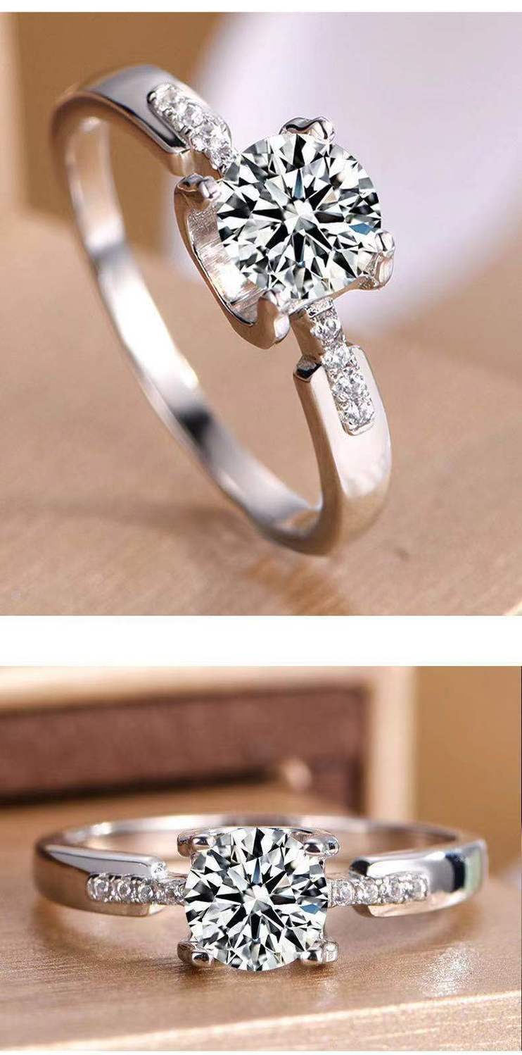 金六福pt950铂金钻戒戒指莫桑石天使之吻心形男女18k白金求婚钻戒