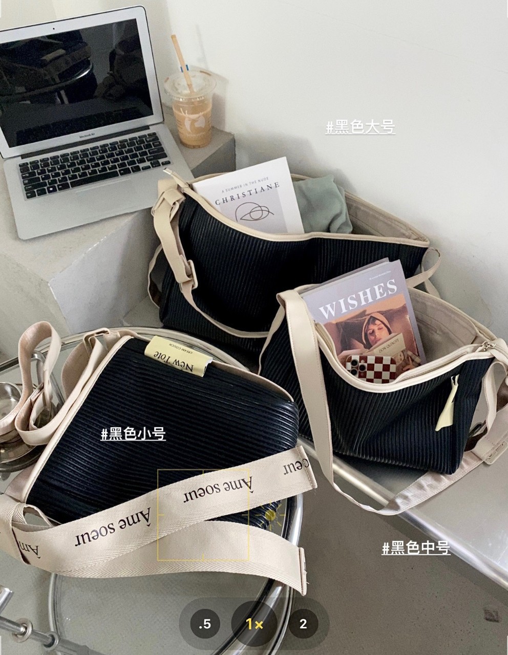 马来西亚creamcouch蛋糕包女包水桶包夏季褶皱软皮托特包