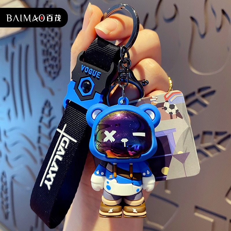 Original Trendy Cool Bear Keychain Female Cute Fashion Exquisite Epoxy Doll Key Chain Couple Package Pendant Hanging Ornaments
