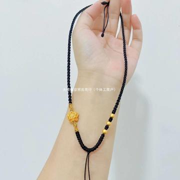 佛头绳子吊坠挂绳藏式黑绳项链绳编织男女士脖子古法金坠子挂绳跨