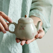 昌朴居纯手绘粉兰花梨型壶陶瓷茶壶单壶女士专用茶壶陶瓷茶具泡茶