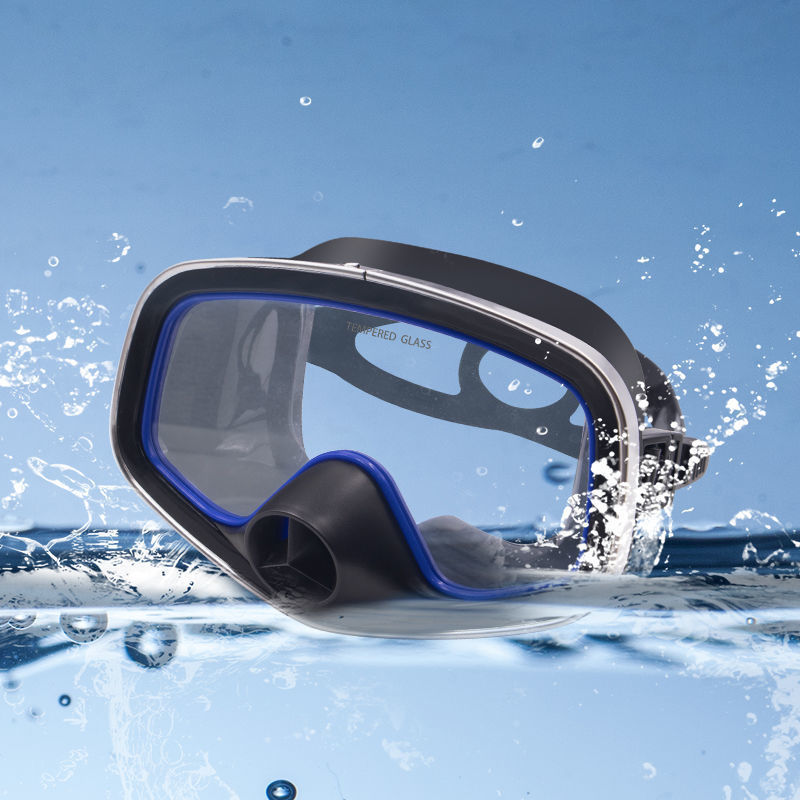 潜水镜钢化水下作业捕鱼镜玻璃潜水面罩渔民黑硅胶带排气阀潜水镜
