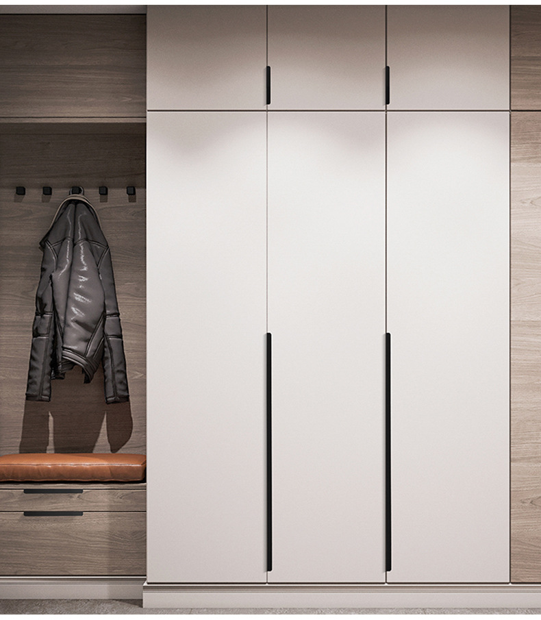 隐形拉手长黑色现代简约免打孔暗抽屉柜门橱柜衣柜封边北欧门把手