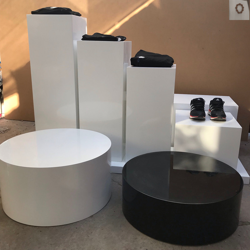 t台白色服装店圆型圆形站台圆台高低主持人拍摄地台拍照模特底座