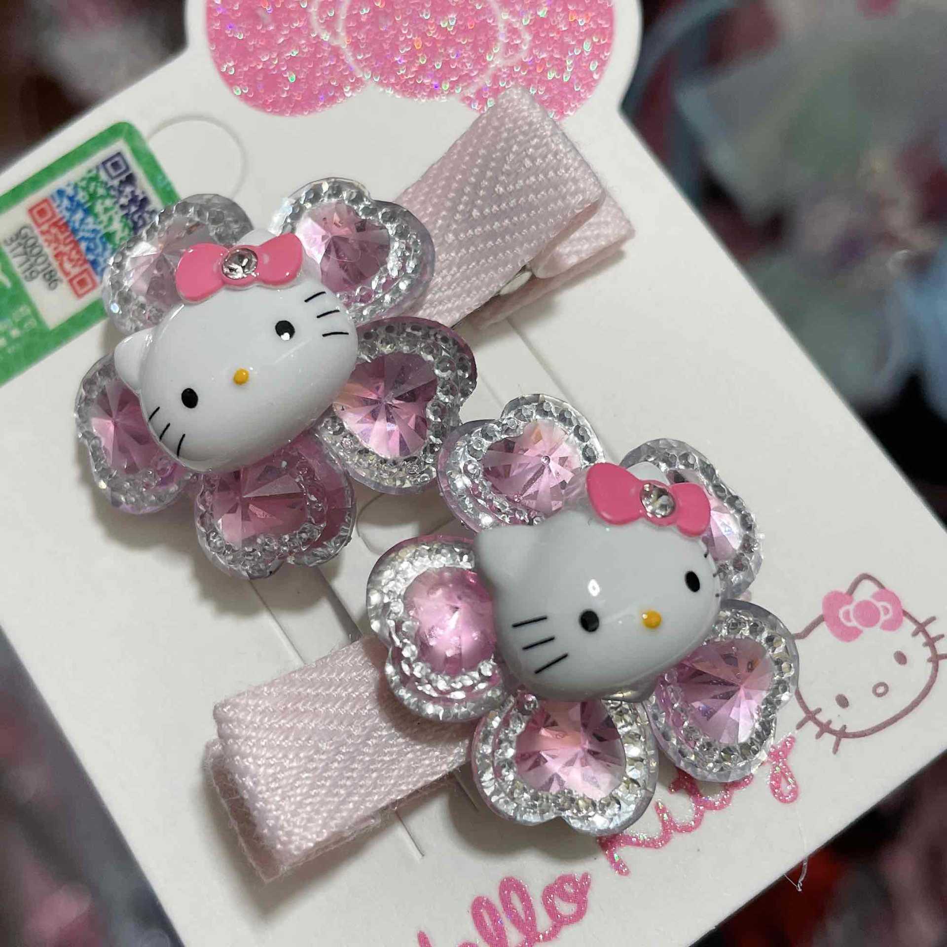 6118正版hello kitty宝宝发饰品凯蒂猫正品儿童头饰水晶花朵发夹