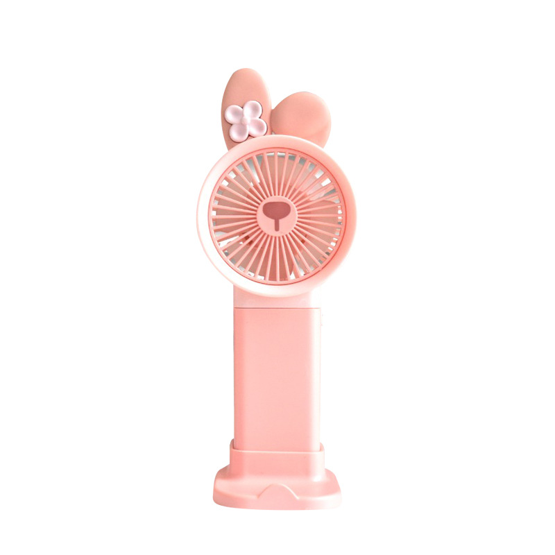 Fanqi New Cartoon Small Handheld Fan Mobile Phone Holder with Base USB Charging Outdoor Student Cooling Fan