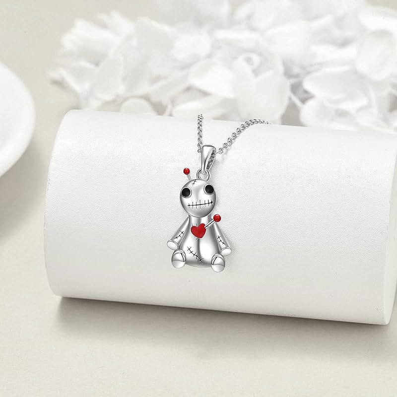 亚马逊跨境新款欧美万圣节创意有趣搞怪巫毒娃娃吊坠项链耳环女