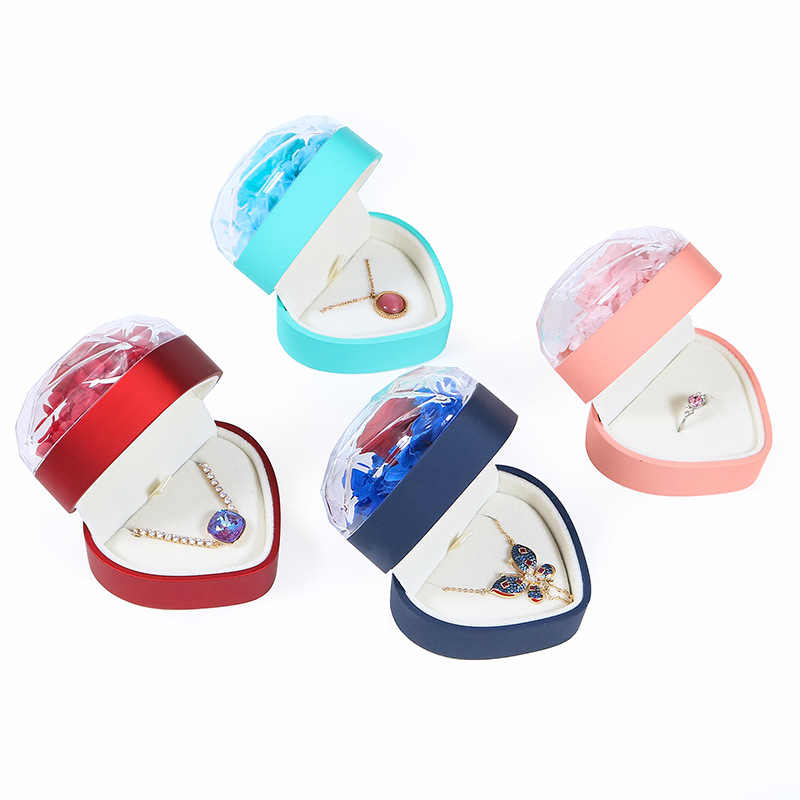 Factory New Diamond Acrylic Eternal Flower Gift Box Flip Touch Paint Ring Necklace Jewelry Box Wholesale