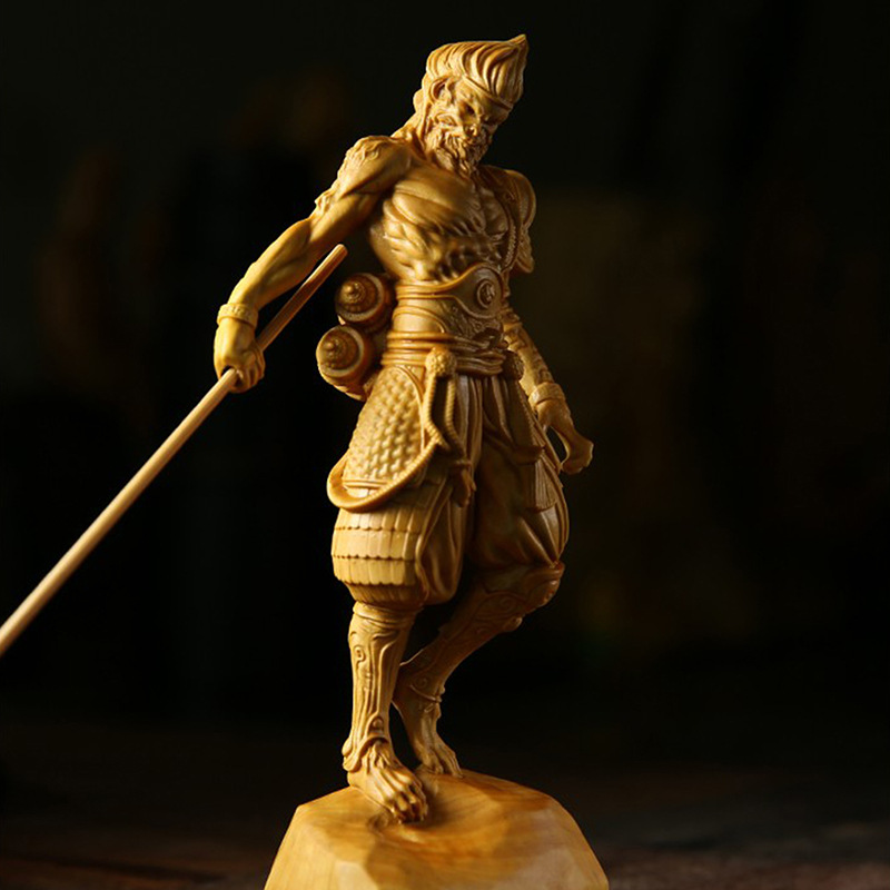 齐天大圣孙悟空大叶黄杨木雕刻摆件斗战胜佛客厅桌面霸气工艺礼品