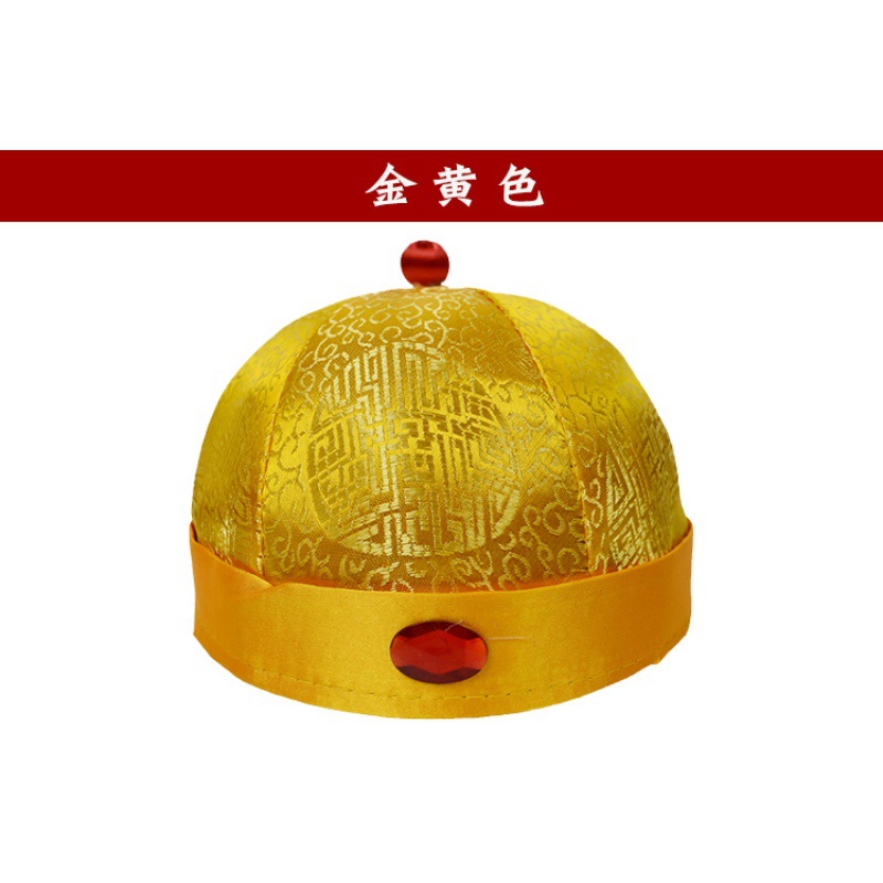 寿帽男款硬壳瓜皮帽老人送老衣白事殡葬用品寿衣全套配件厂家批发