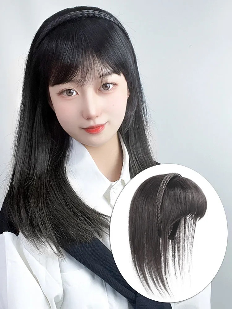 刘海假发女碎发发箍一体式空气法式刘海神器前额自然遮白发补发片