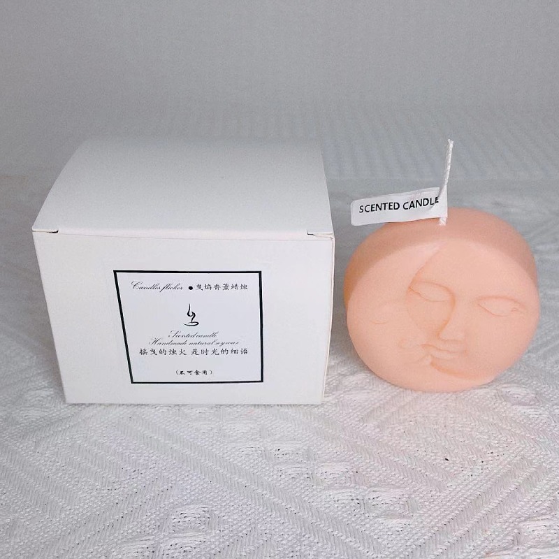 Aromatherapy Sun Moon Face Aromatherapy Candle Cross-Border AliExpress Amazon Abstract Moon Face Fragrance Candle