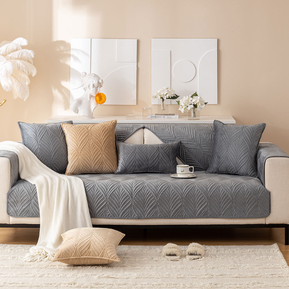 Nordic Instagram Style Plush Sofa Cushion Light Luxury Four Seasons Universal Simple Modern Living Room Non-Slip Sofa Seat Cover Cover