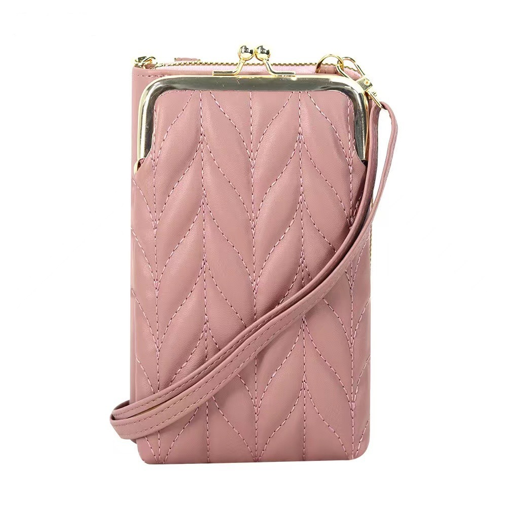 New Mobile Phone Bag Women's Korean-Style Stylish and Versatile Crossbody Shoulder Bag Zipper Color Simple Mini All-Match Wallet