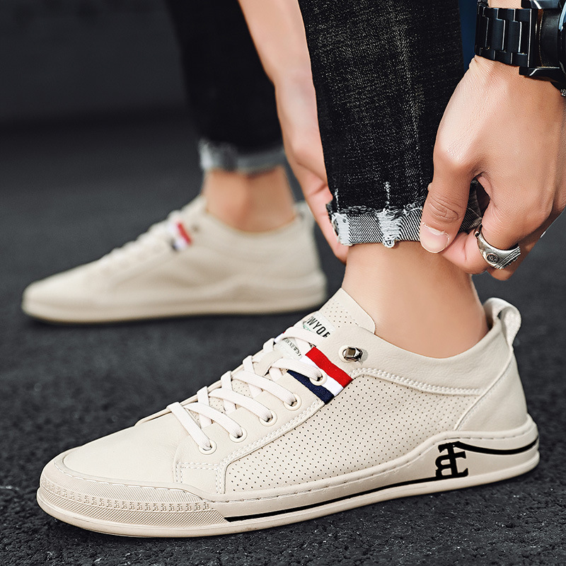 男鞋夏季小白鞋百搭男士休闲皮鞋新款一脚蹬懒人潮鞋韩版透气板鞋