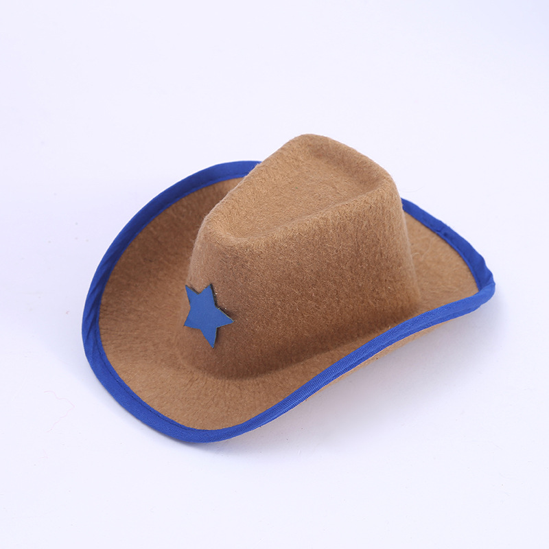 Cross-Border European and American Mini Pet Cowboy Hat Pet Decoration Western Cowboy Hat Polyester Woven Pet Cowboy Hat