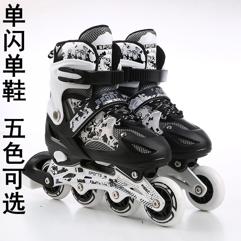 Factory Wholesale the Skating Shoes Children Skates Roller Skates Roller Skates Adult Straight Row Adjustable Single Flash Pumps