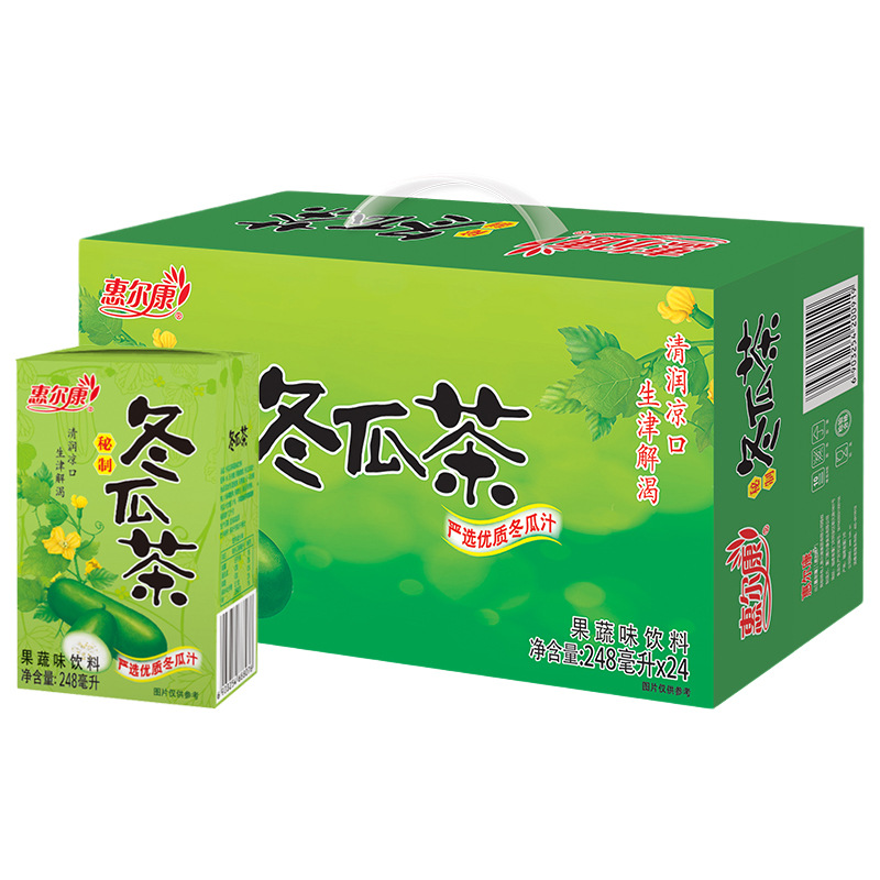 惠尔康茶饮料248ml*24盒整箱装凉茶冬瓜茶菊花茶芦柑果味饮料