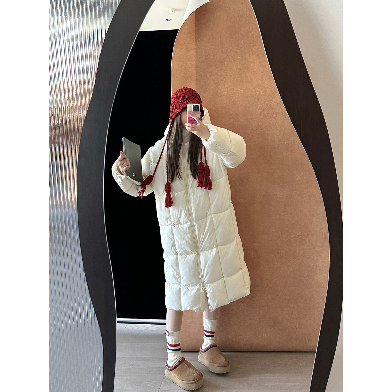 2025冬季连帽双拉链颗粒羽绒棉棉服女韩休闲保暖方格面包服c3168