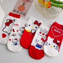 日系新款卡通袜子女 可爱猫咪短袜 韩版女船袜精梳棉袜