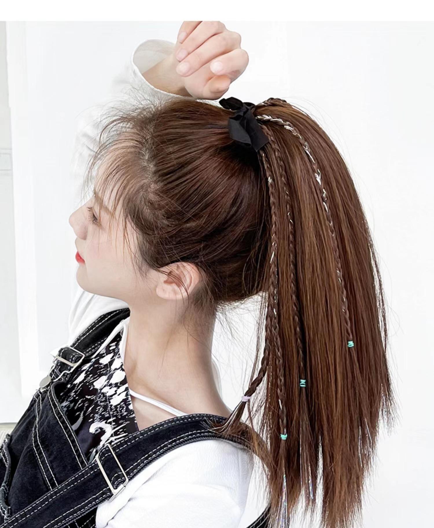 假发女马尾嘻哈脏辫手工编麻花辫马尾假发仿真发自然绑带式马尾