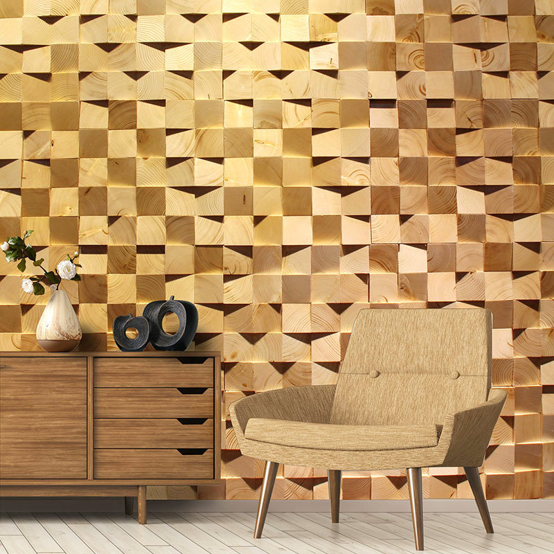 实木马赛克原木背景墙装饰 3d立体个性年轮民宿咖啡馆吧台装修