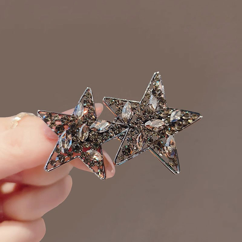 满钻五角星发夹女刘海侧边夹碎发卡网红鸭嘴夹夹顶夹海星夹子头饰