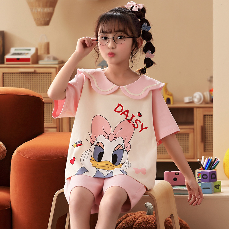 女童睡衣夏季薄款短袖纯棉亲子13岁女孩公主中大童儿童家居服套装