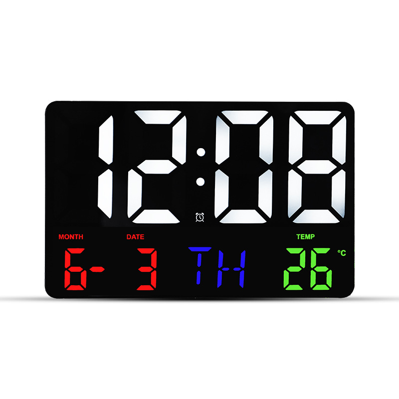 16-Inch Large Size Simple Wall Clock Living Room Clock Led Digital Belt Week Temperature Remote Control Electronic Clock 6626