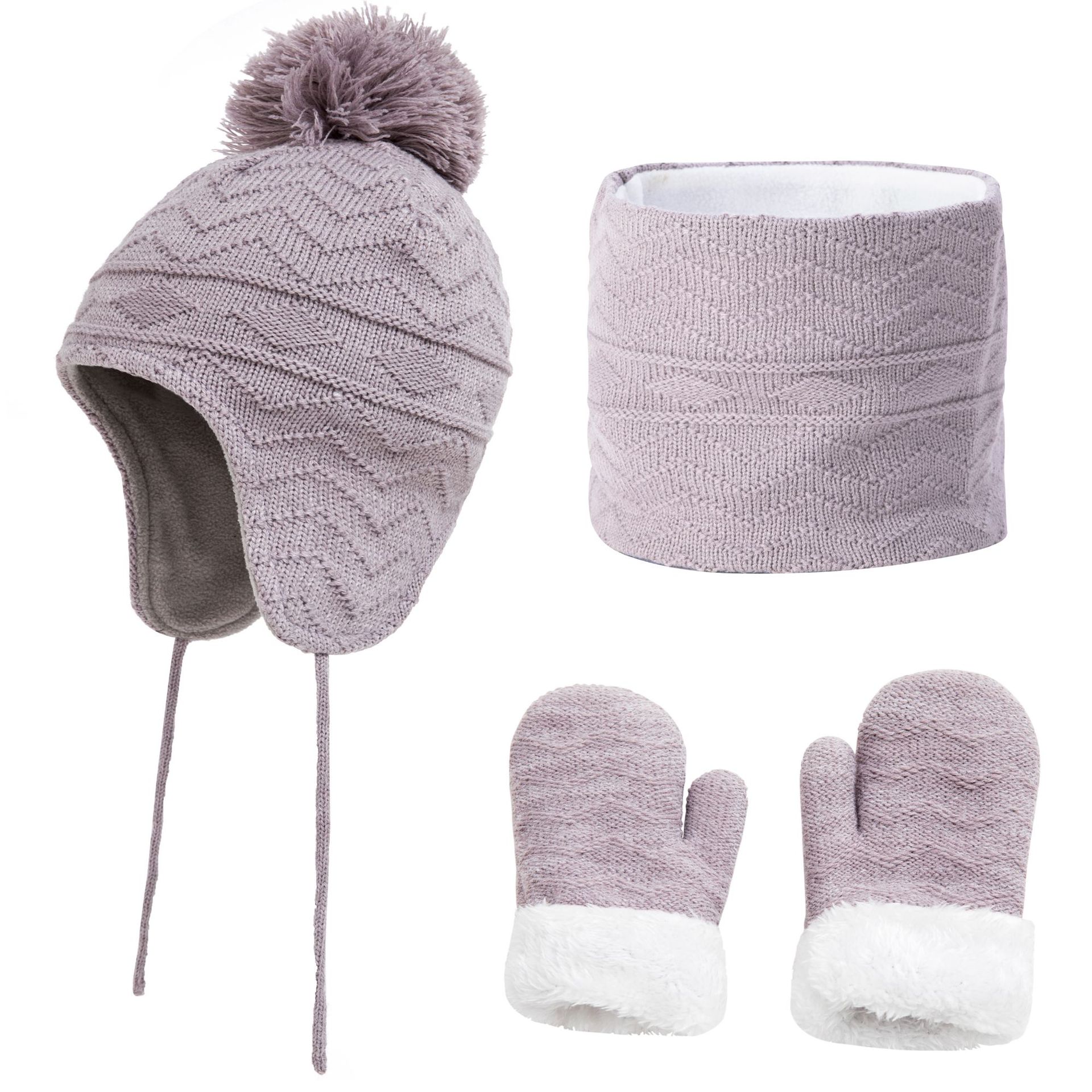 Plus Fleece Warm Children's Hat Scarf Gloves Three-piece Set