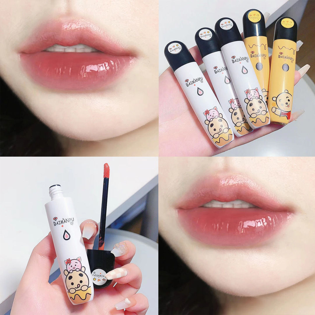 Daimanpu Trendy Cool Cute Pet Lip Lacquer Water Light Lipstick Female Non-Stick Greasy No Stain on Cup Cheap Student Lip Gloss D143