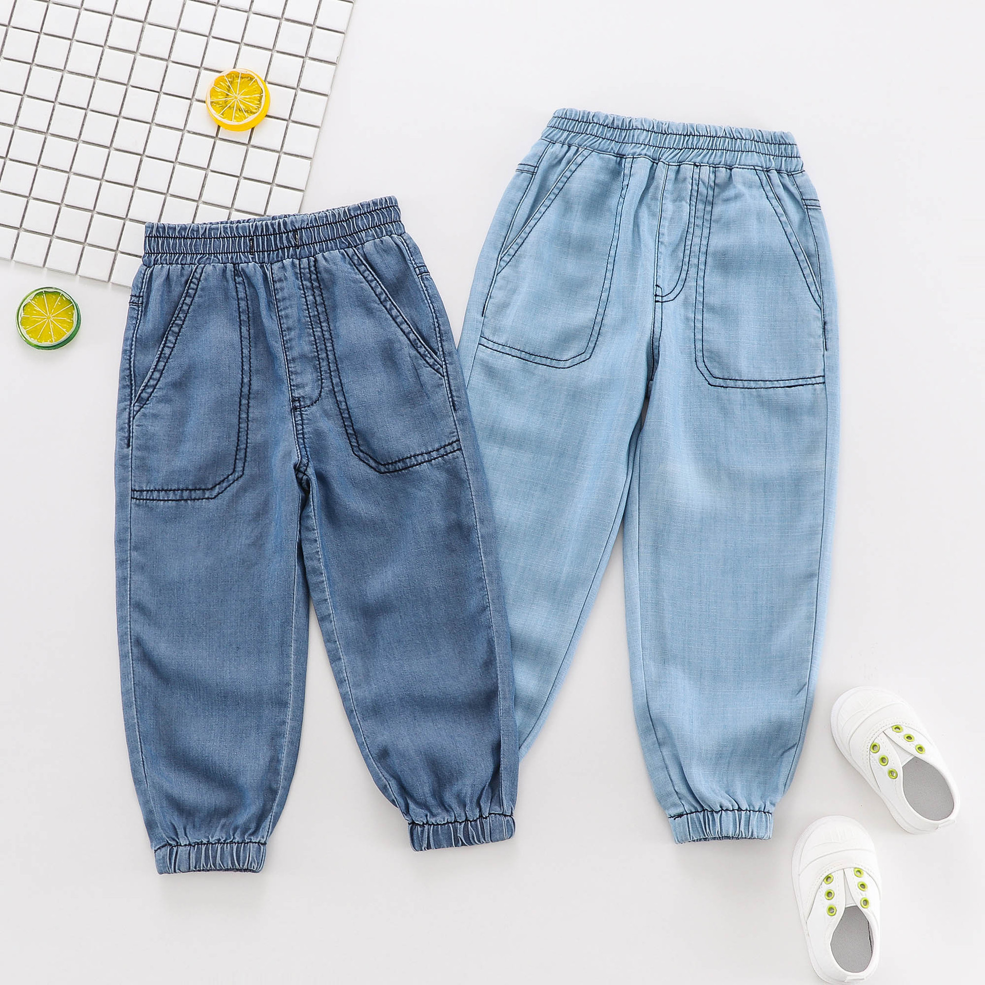 男童裤子春薄款防蚊裤儿童天丝牛仔裤小童薄夏装童装宝宝夏天长裤