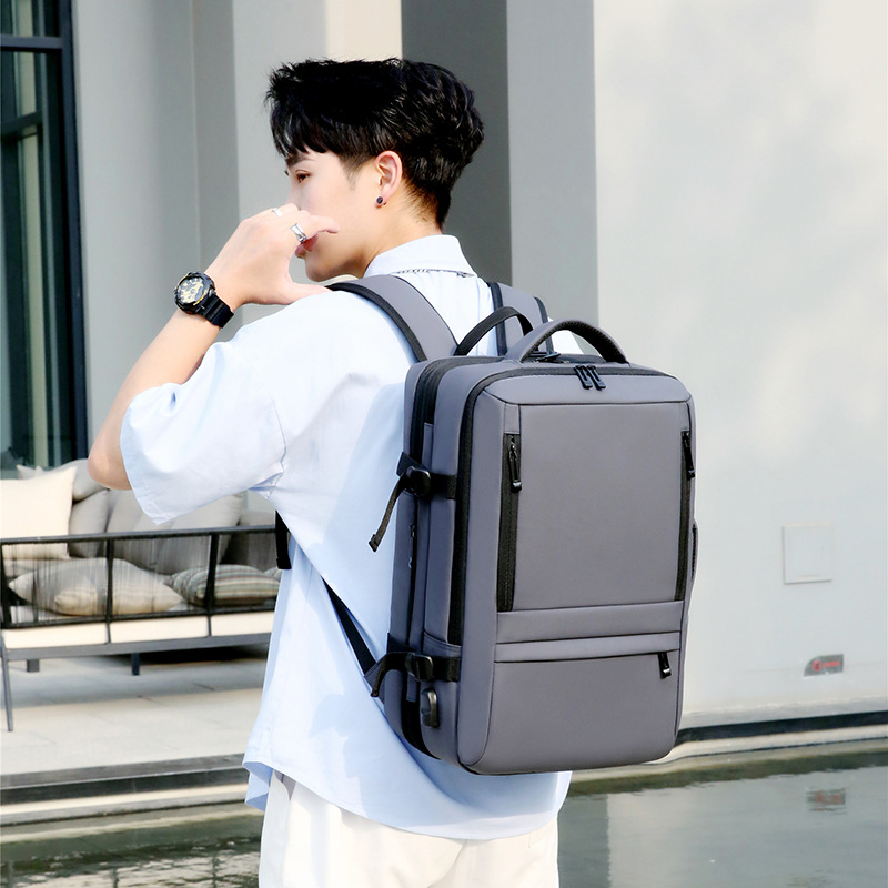 Cross-Border New Arrival Large Capacity Expansion Waterproof Oxford Cloth Men's Backpack 17-Inch Computer Bag Business Travel Backpack