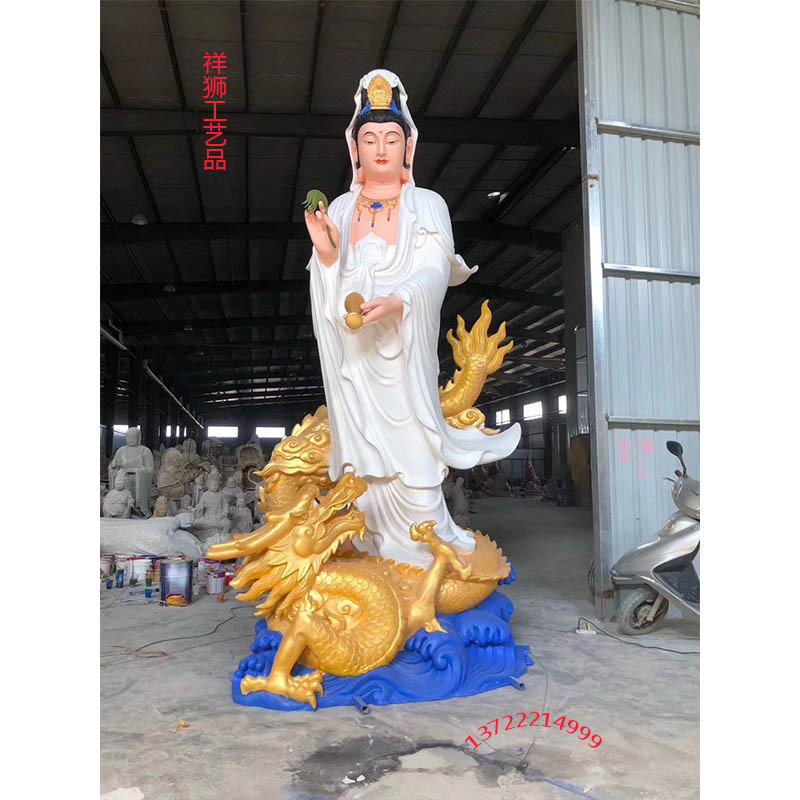 祥狮铸铜站莲花观音居家摆件南海观世音菩萨观音娘娘佛像立式观音