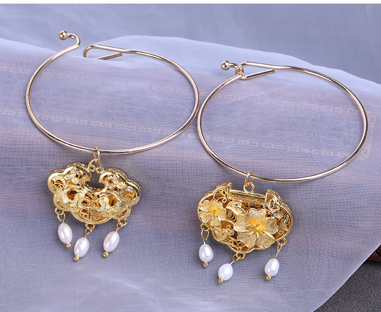 古风金锁平安锁项链女 长命锁璎珞项圈明制 汉服配饰同心锁手环