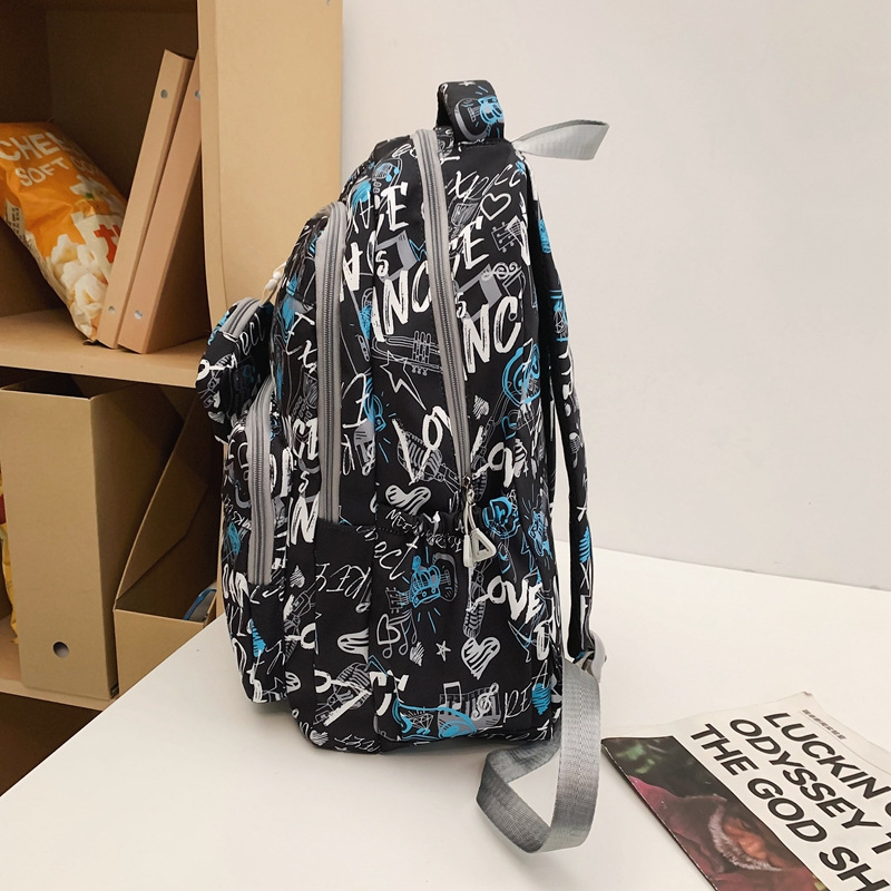 Cool Street Trending Graffiti Style Men's Early High School and College Student Large Capacity Computer Interlayer Backpack