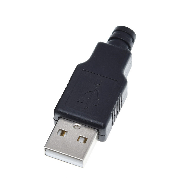 usb公头 带塑料壳三件式 usb接头 a型4p 充电器电源改装需要