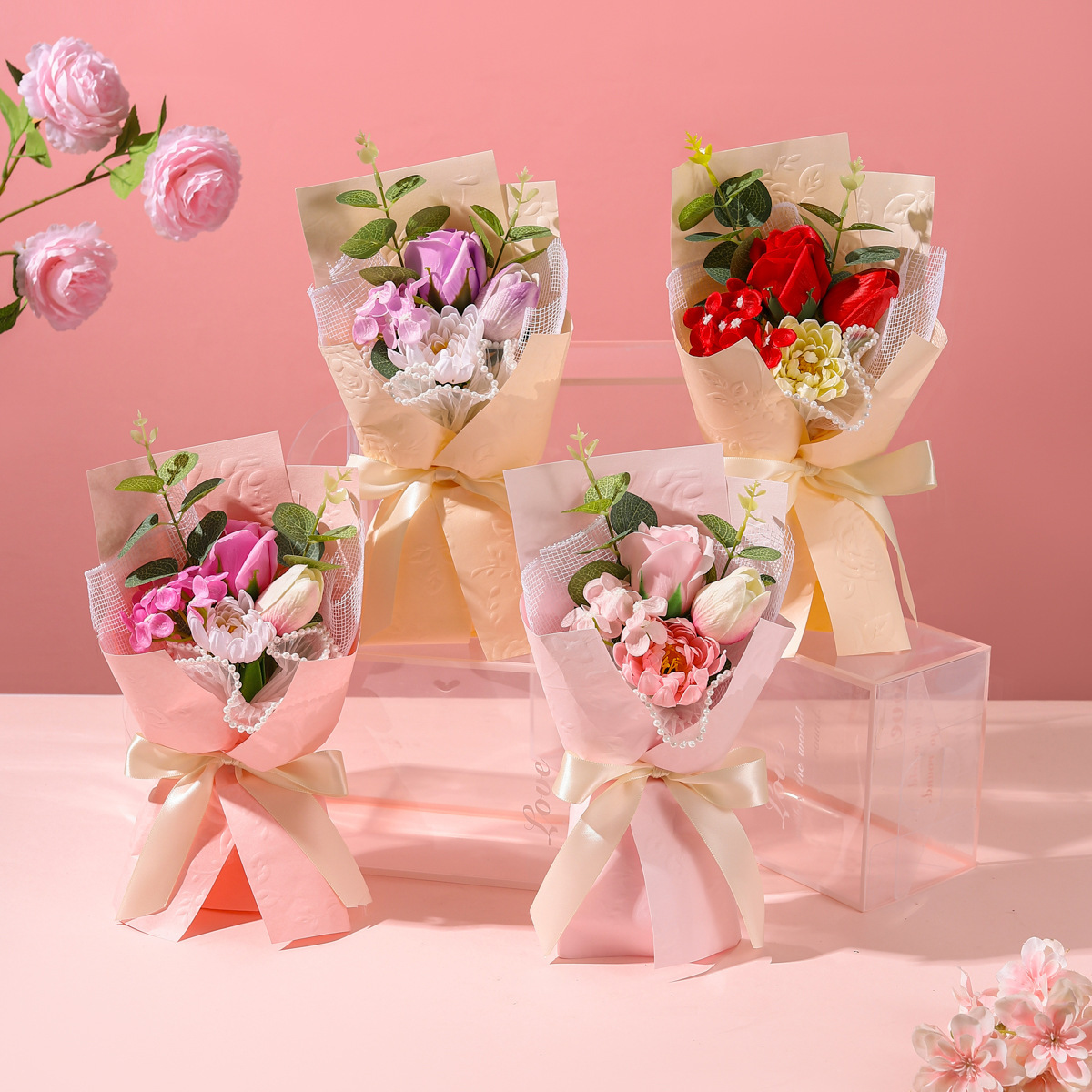 香皂花花束礼盒跨境新款母亲节教师节妇女节仿真花花束成品伴手礼